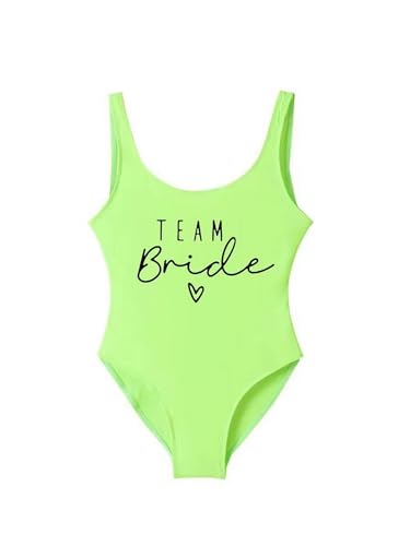 Nogkdyc Team Bride Swimsuit Drucken Sie In Englischer Team Bride Kostüme Für Junggesellenparty Und Am Strand Getragen-Tbride-lgreeb-L von Nogkdyc