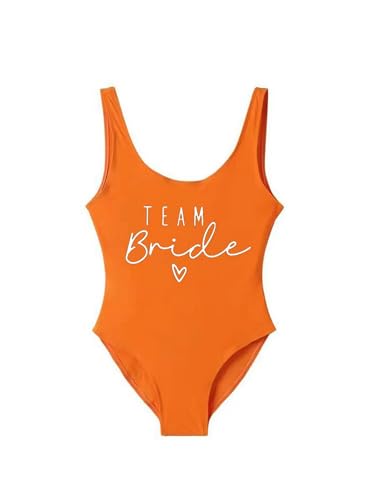 Nogkdyc Team Bride Swimsuit Drucken Sie In Englischer Team Bride Kostüme Für Junggesellenparty Und Am Strand Getragen-Tbride-oraw-XXL von Nogkdyc