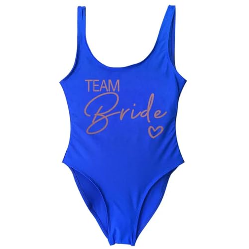 Nogkdyc Team Bride Swimsuit Frauen Team Braut Einteilige Bademode Für Junggesellenparty Hen Party Badeanzüge-Blue Team3-M von Nogkdyc