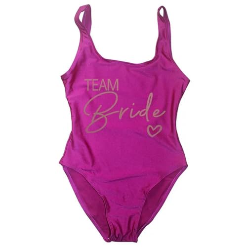 Nogkdyc Team Bride Swimsuit Frauen Team Braut Einteilige Bademode Für Junggesellenparty Hen Party Badeanzüge-Lila Team3-S von Nogkdyc