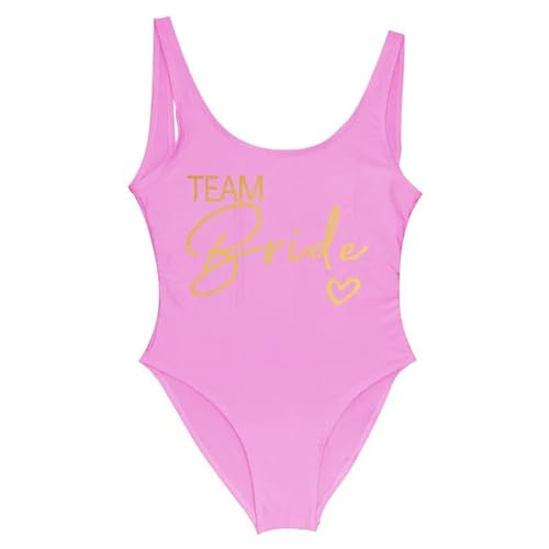 Nogkdyc Team Bride Swimsuit Frauen Team Braut Einteilige Bademode Für Junggesellenparty Hen Party Badeanzüge-Pink Team2-3xl von Nogkdyc