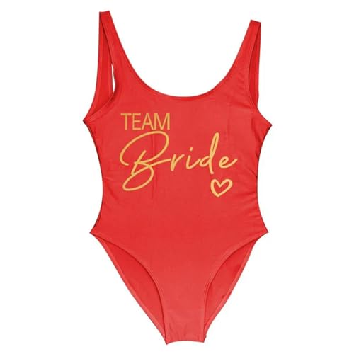 Nogkdyc Team Bride Swimsuit Frauen Team Braut Einteilige Bademode Für Junggesellenparty Hen Party Badeanzüge-Red Team2-Xl von Nogkdyc