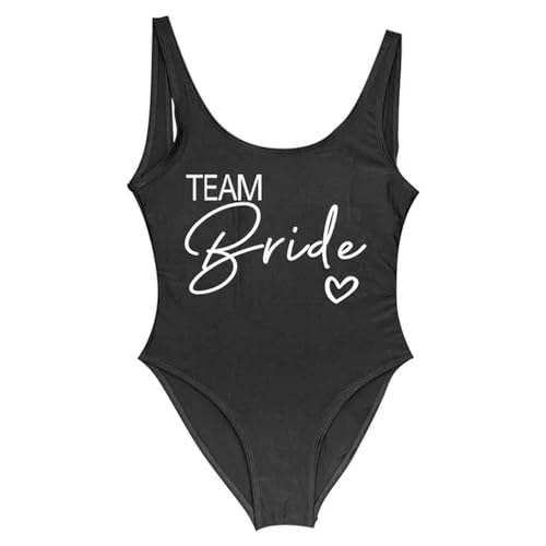 Nogkdyc Team Bride Swimsuit Frauen Team Braut Einteilige Bademode Für Junggesellenparty Hen Party Badeanzüge-Schwarzes Team1-Xl von Nogkdyc