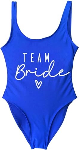 Nogkdyc Team Bride Swimsuit Mit Druck In Englischer Team Braut Kostüme Für Junggesellenparty Und Am Strand Getragen Werden-Königsblau-3xl von Nogkdyc
