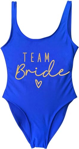 Nogkdyc Team Bride Swimsuit Mit Druck In Englischer Team Braut Kostüme Für Junggesellenparty Und Am Strand Getragen Werden-ORO Blu-M von Nogkdyc