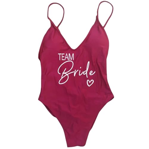 Nogkdyc Team Bride Swimsuit S-3xl Sexy Gepolsterte One-Stück-Druckteam Braut Badebekleidung Frauen Junggeselle Party-Team2-M von Nogkdyc