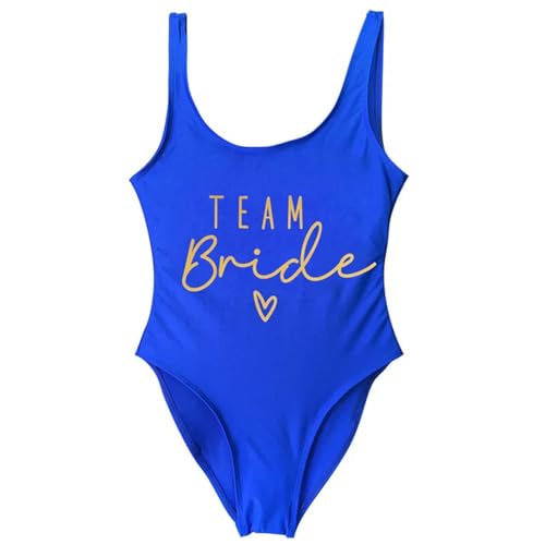 Nogkdyc Team Bride Swimsuit S-3xl Team Braut Einkeiles Badeanzug Squad Women Badelorette Party Badeanzug-Gold blau-3xl von Nogkdyc