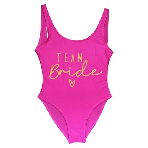 Nogkdyc Team Bride Swimsuit S-3xl Team Braut Einkeiles Badeanzug Squad Women Badelorette Party Badeanzug-Goldener lila-L von Nogkdyc