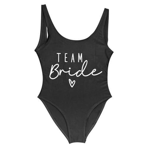 Nogkdyc Team Bride Swimsuit S-3xl Team Braut Einkeiles Badeanzug Squad Women Badelorette Party Badeanzug-weiß schwarz-3xl von Nogkdyc