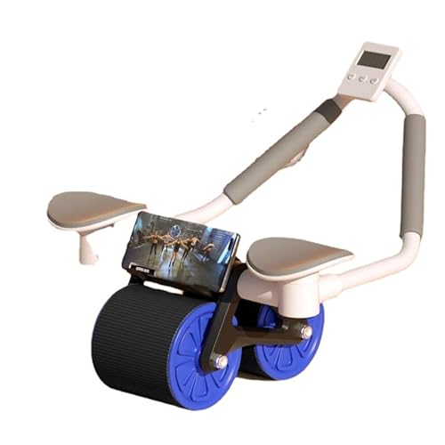NogrAx Bauchmuskeltrainer mit verstellbarem Widerstand – Automatisches Rückprallrad Fitnessgerät für Zuhause – perfekt für Rumpftraining und Planken-Bauchmuskeltraining (blau) von NogrAx