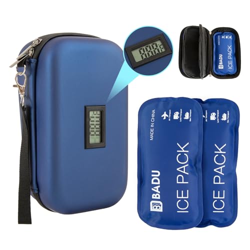 Insulin Kühltasche mit 2 Kühlakku,24h Diabetiker Tasche,TSA Genehmigte Medikamentöse Diabetische Kühler für Reise mit Thermometer-Temperaturanzeige,Isoliert Reisetasche für Insulin und Spritzstift von Nogsay