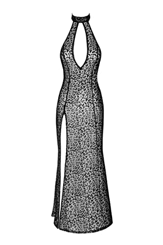 Robe Longue fendue en Tulle léopard F288 - M - Noir von Noir Handmade