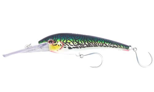 Nomad Design DTX Minnow 200 Heavy Duty mit patentiertem Autotune-System – Distressed Baitfish Schwimmbewegung, Hydrospeed Bauchöse für schnelleres Schleppen, BKK Silver Green Makrele von Nomad Design