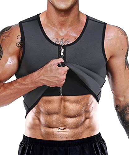 NonEcho Herren Saunaweste Hot Sweat Taille Trainer Korsett Neopren Tank Top Shapewear Shirt Workout Anzug, Grau, 5X-Large von NonEcho