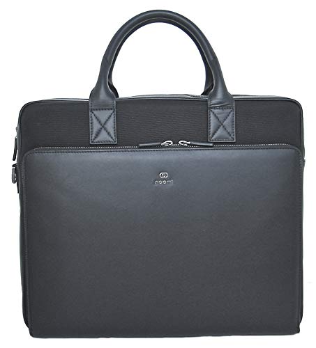 Noomi Mayfair Bag Professionelle Tasche aus echtem Leder und Leinenstoff, 44 cm, Schulranzen, 1084PTLN00, Schwarz, 1084PTLN00 von Noomi