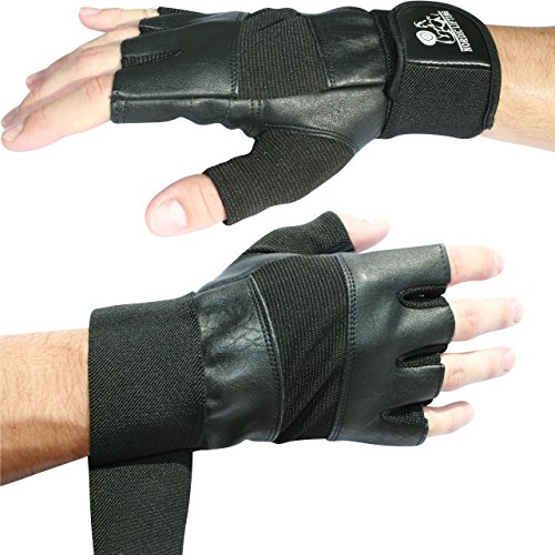 Nordic Lifting Trainings-Handschuhe mit 30cm Handgelenkstütze - Beste für Krafttraining - Geeignet für Herren & Damen - L, Schwarz von Nordic Lifting