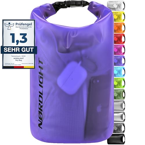 Nordlight Dry Bag 30L Wasserdichter Beutel - (Lila) Wasserdichter Packsack Mit Roll Top Verschluss Und Schultergurt | Schwimmen, Baden, Strand, Kanu, Stand Up Paddling, Tauchen von Nordlight