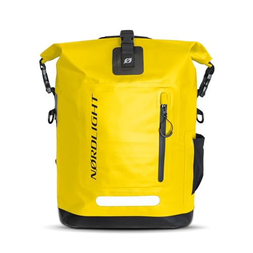 Nordlight Wasserdichter Rucksack Roll Top 25L - Hybrid 25" (Gelb) | Dry Bag Rucksack mit 15 Zoll Laptopfach, Außen- und Innentaschen, gepolsterter Tragesystem von Nordlight