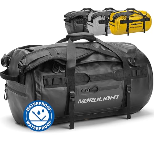 Wasserfeste Reisetasche Duffle Bag 60L - mit Rucksackfunktion (schwarz) | Praktische Außen- und Innentaschen | Dry Bag, Sporttasche, Rucksack von Nordlight