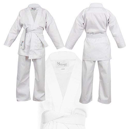 NORMAN Weiß Kinder Karate-Anzug Gratis Weißer Gürtel Kinder Karate-Anzug - Weiß, 110cm von NORMAN