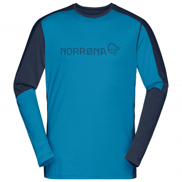 Norrøna - Falketind Equaliser Merino Round Neck - Merinoshirt Gr L blau von Norrøna