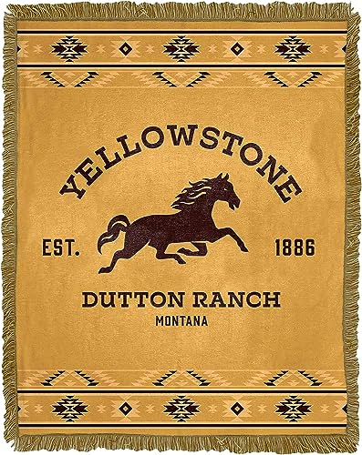 Northwest Unisex-Erwachsene Woven Throw Blanket Yellowstone gewebte Jacquard-Überwurfdecke, Dutton Ranch, 46" x 60" von Northwest