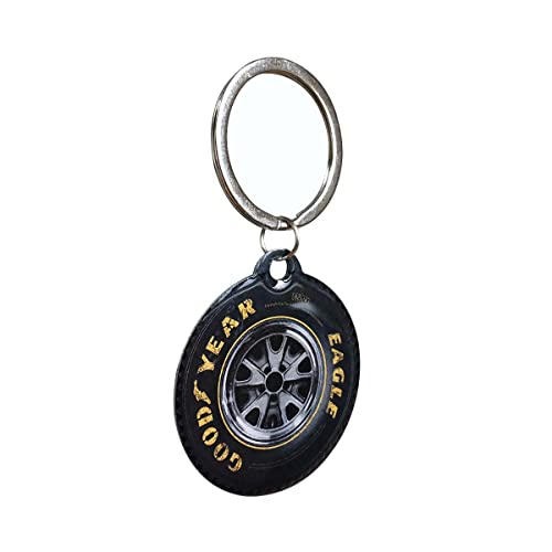 Nostalgic-Art Retro Schlüsselanhänger, Ø 4 cm, Goodyear – Wheel – Geschenk-Idee für Motor-Fans, aus Metall, Vintage Design von Nostalgic-Art