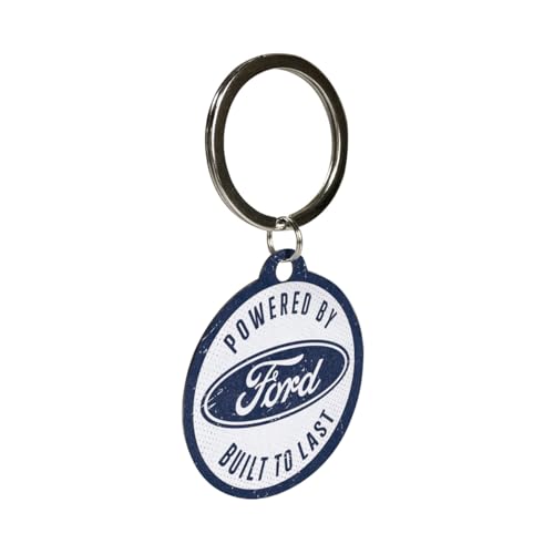 Nostalgic-Art Retro Schlüsselanhänger, Ø 4 cm, Ford – Built to last – Geschenk-Idee für Ford-Zubehör Fans, aus Metall, Vintage Design von Nostalgic-Art
