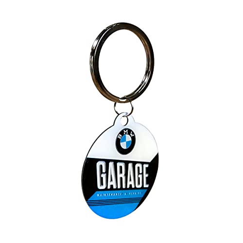 Nostalgic-Art Retro Schlüsselanhänger Rund BMW – Garage – Geschenk-Idee für Auto Zubehör Fans, Plastic, Vintage-Design, 4 cm von Nostalgic-Art