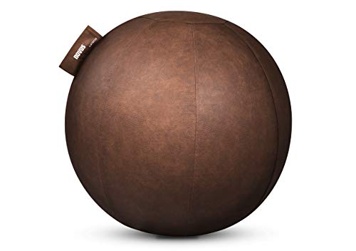 Novus Pila Design Sitzball (Durchmesser 70 cm, ab Körpergröße 180cm) braunes Lederimitat im Vintage-Look von Novus