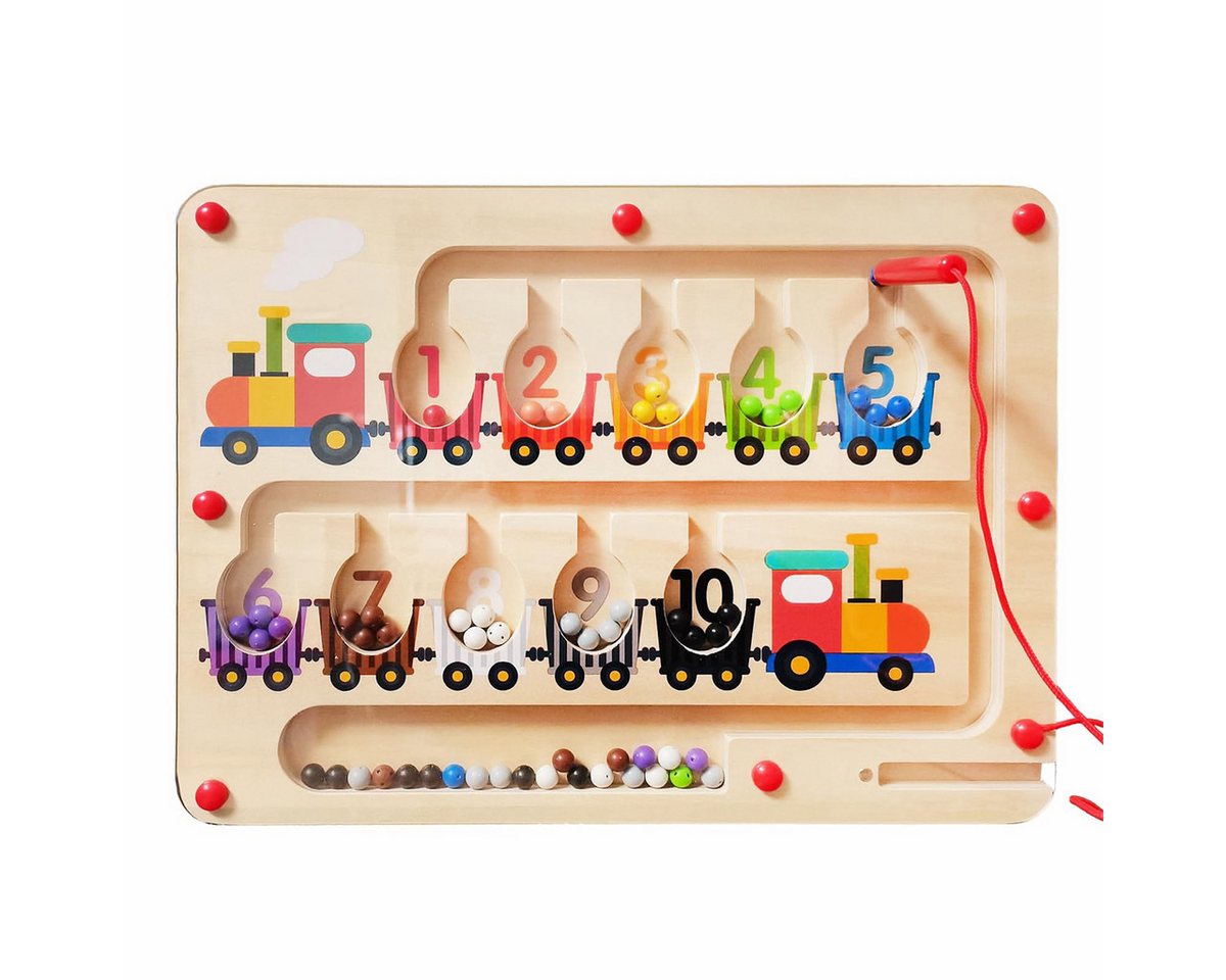 Novzep Lernspielzeug Magnetisches Labyrinth-Holzbrett mit magnetischem Stift und Ball, Montessori-Spielzeug für Feinmotorik Lernaktivitäten im Vorschulalter von Novzep