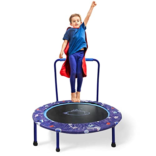 96,5 cm Kinder-Trampolin Mini-Trampolin mit Übung, faltbarer Bungee-Rebounder, verstellbarer Handlauf, gepolsterte Abdeckung für drinnen und draußen von Nukdey