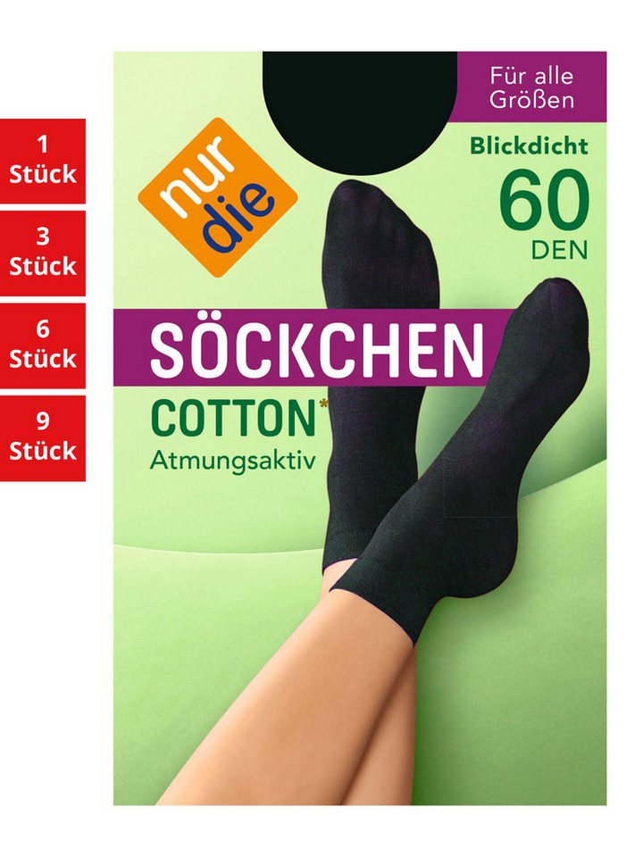 Nur Die Füßlinge Cotton 60 DEN Damen (1er/3er/6er/9er Pack, 1-Paar) sneaker-socken strumpf strümpfe von Nur Die