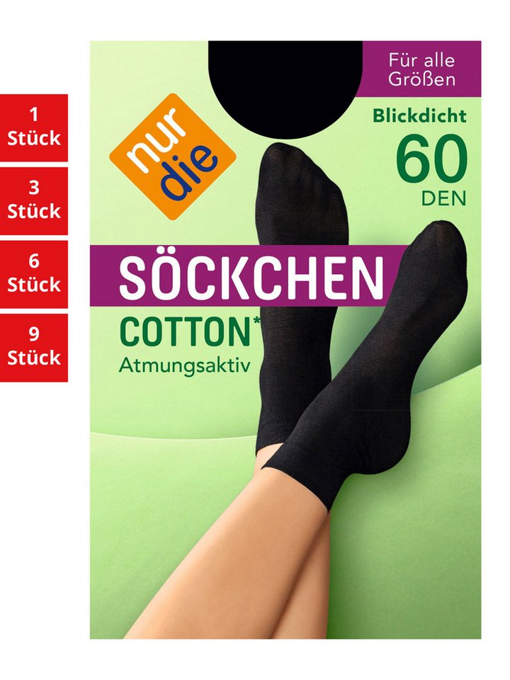 Nur Die Füßlinge Cotton 60 DEN Damen (1er/3er/6er/9er Pack, 3-Paar) sneaker-socken strumpf strümpfe von Nur Die