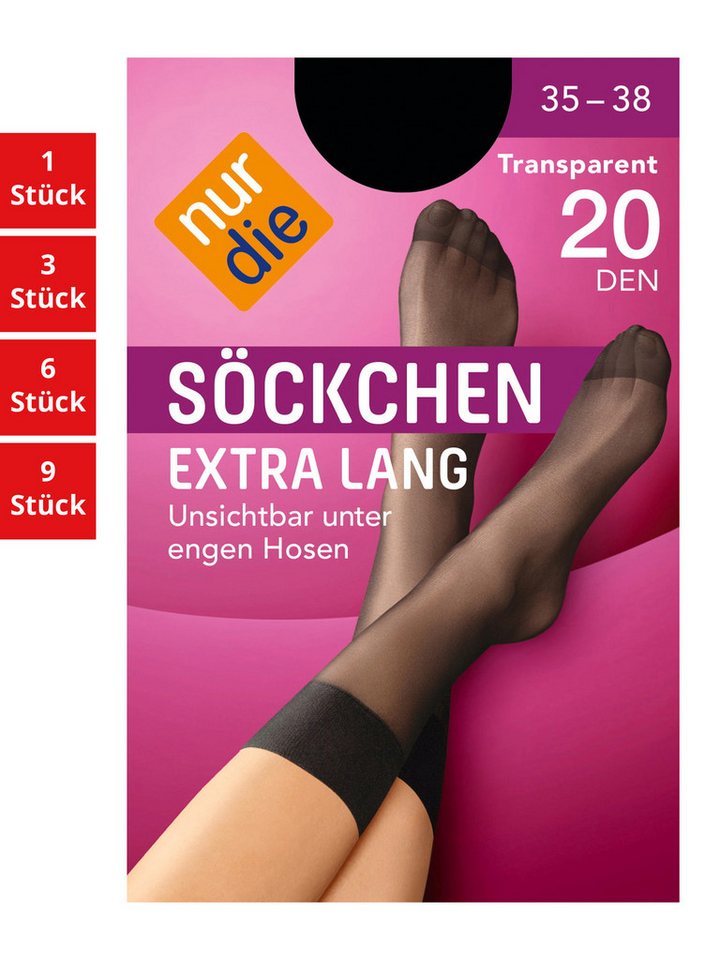 Nur Die Füßlinge Extra lang 20 DEN Damen (1er/3er/6er/9er Pack, 1-Paar) sneaker-socken strumpf strümpfe von Nur Die