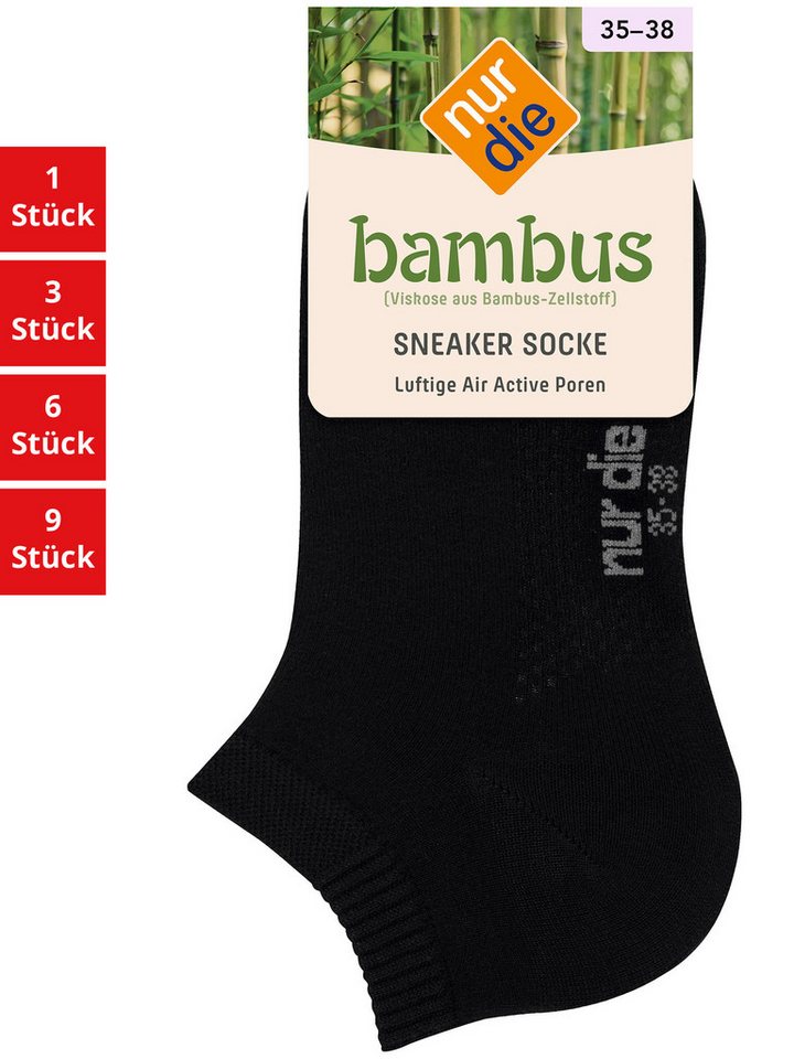 Nur Die Sneakersocken Bambus Damen (1er/3er/6er/9er Pack, 1-Paar) Sneaker-socken füsslinge füßlinge von Nur Die