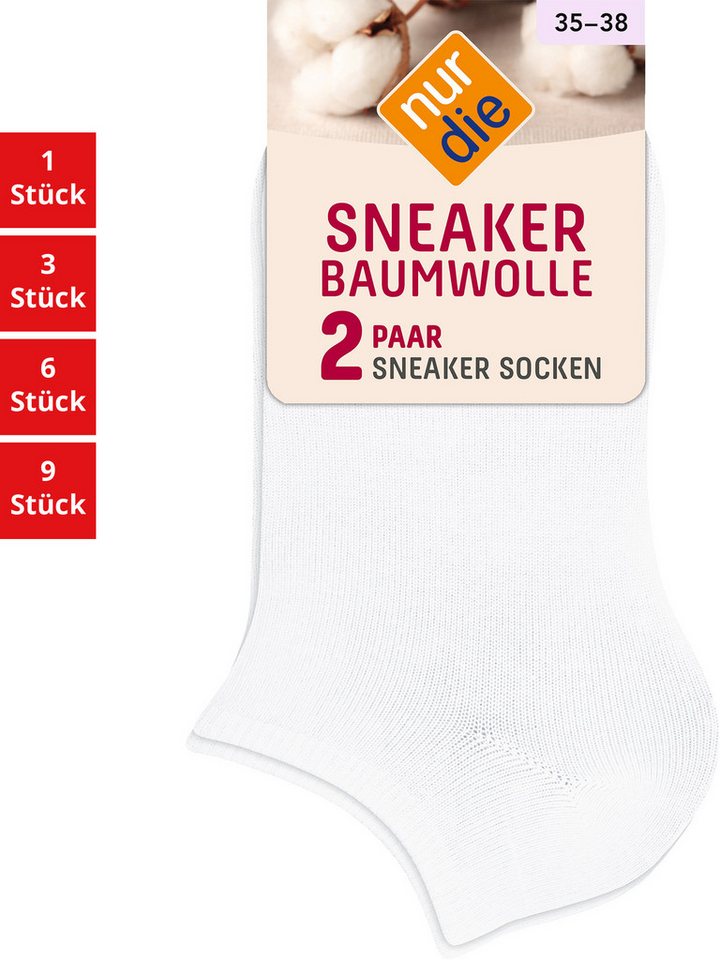 Nur Die Sneakersocken Baumwolle Damen (1er/3er/6er/9er Pack, 2-Paar) Sneaker-socken füsslinge füßlinge von Nur Die