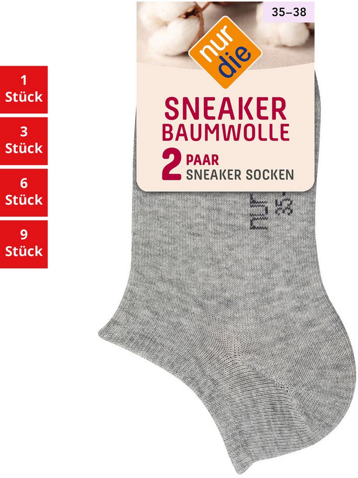 Nur Die Sneakersocken Baumwolle Damen (1er/3er/6er/9er Pack, 6-Paar) Sneaker-socken füsslinge füßlinge von Nur Die