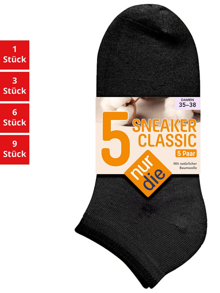 Nur Die Sneakersocken Classic Damen (1er/3er/6er/9er Pack, 45-Paar) Sneaker-socken füsslinge füßlinge von Nur Die