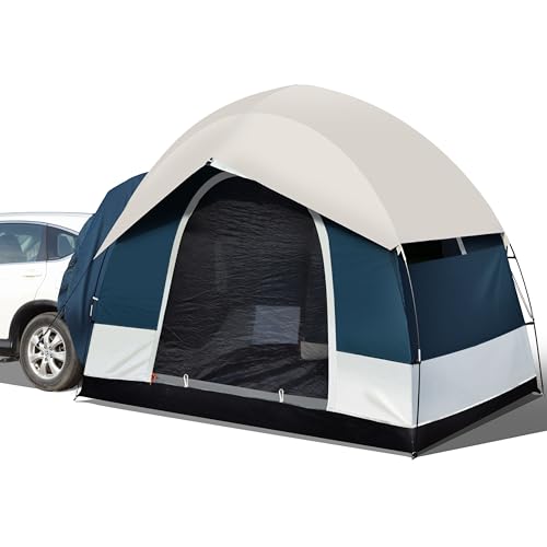Universal SUV Zelt zum Campen, 6 Personen Autocampingzelt, SUV Heckklappenzelt für den Außenbereich, Einfach aufzubauendes Zelt mit Regendach, 250 x 250 x 210 cm, für Auto, CUV, Bus, Minivan von Omikrafto