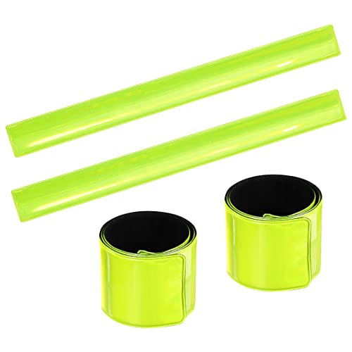 O-Kinee Reflektorband 4 pcs，Schnapparmband Reflektor，Reflektorbänder Schnapparmbänder reflektorband Klatscharmband Sicherheitsband für Jogger und Radfahrer(Grün 4 pcs) von O-Kinee