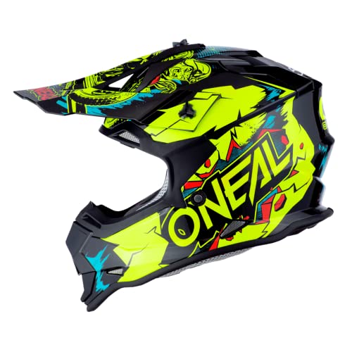 O'NEAL | Motocross-Helm | Kinder | MX Enduro | ABS-Schale, Lüftungsöffnungen für optimale Belüftung & Kühlung | 2SRS Helmet Villian Youth | Neon-Gelb | Größe S von O'NEAL