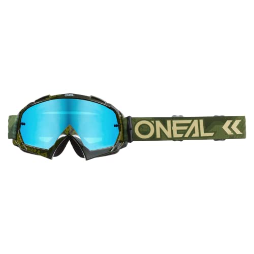 O'NEAL | Fahrrad- & Motocross-Brille | MX MTB DH FR Downhill Freeride | Hochwertige 1,2 mm-3D-Linse für ultimative Klarheit, UV-Schutz | B-10 Goggle Camo V.22 | Army Grün - Blau Verspiegelt | OneSize von O'NEAL