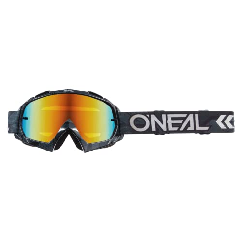 O'NEAL | Fahrrad- & Motocross-Brille | MX MTB DH FR Downhill Freeride | Hochwertige 1,2 mm-3D-Linse für ultimative Klarheit, UV-Schutz | B-10 Goggle Camo V.22 | Schwarz Weiß - Rot verspiegelt | OS von O'NEAL