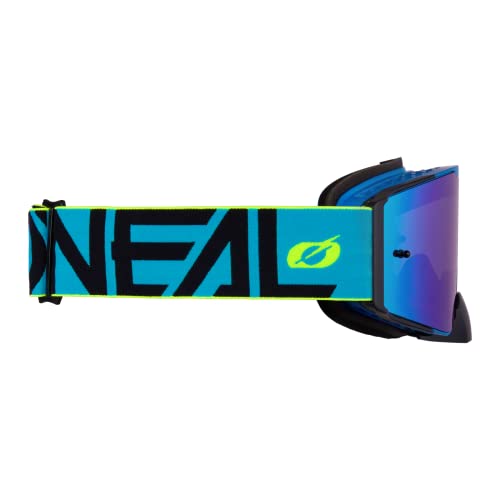 O'NEAL | Fahrrad- & Motocross-Brille | MX MTB DH FR Downhill Freeride | Verstellbares Band, optimaler Komfort, perfekte Belüftung | B-30 Goggle | Unisex | Blau Neon-Gelb verspiegelt | One Size von O'NEAL