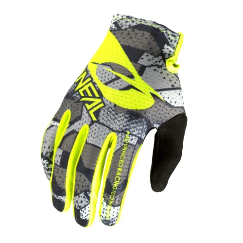 O'NEAL | Fahrrad- & Motocross-Handschuhe | Kinder | MX MTB DH FR Downhill Freeride | Langlebige, Flexible Materialien, belüftete Handoberseite | Matrix Youth Glove Camo V.22 | Grau Neon-Gelb | Größe M von O'NEAL