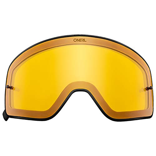 O'NEAL | Motocross-Brillen-Ersatzteile | Motorrad Enduro | Magnet-Linse aus Polycarbonat, Hochwertige und schlagfeste Linse mit 100% UV Schutz | B 50 Goggle Schwarz Spare Leans Yellow | Gelb von O'NEAL