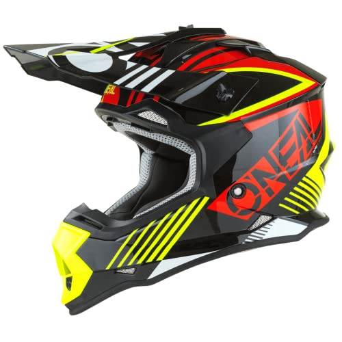 O'NEAL | Motocross-Helm | Kinder | MX Enduro | ABS-Schale, Lüftungsöffnungen für optimale Belüftung & Kühlung | 2SRS Helmet Rush V.22 Youth | Rot Neon-Gelb | Größe M von O'NEAL