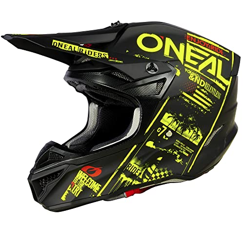 O'NEAL | Motocross-Helm | MX Enduro | 2 Außenschalen & 2 EPS für erhöhte Sicherheit | 5SRS Polyacrylite Helmet Attack V.23 | Erwachsene | Schwarz Neon-Gelb | XXL (63/64 cm) von O'NEAL
