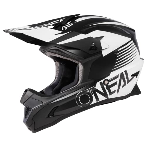 O'NEAL | Motocross-Helm | MX Enduro | ABS-Schale, Konfort-Innenfutter, Lüftungsöffnungen für optimale Belüftung & Kühlung | 1SRS Helmet Stream V.23 | Erwachsene | Schwarz Weiß | Größe XS (53/54 cm) von O'NEAL